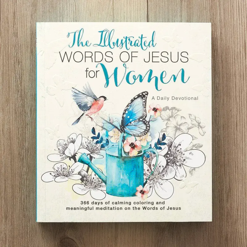 The Illustrated Words of Jesus Women's Wirebound Graphic Floral Inspirational Coloring Devotional Book by Carolyn Larsen, 366 Days of Jesus’ Words, 9.2 x 8.5 x 1.9, Durable Hardcover Handles Daily Use, Christian Art Gifts, Religion & Philosophy Book