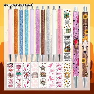 JDC JOYASDECHINA 20pcs Western Style UV DTF Pen Wraps Glitter Pen Set 10 Pens 10 Stickers for Office Gift Writing Stationery
