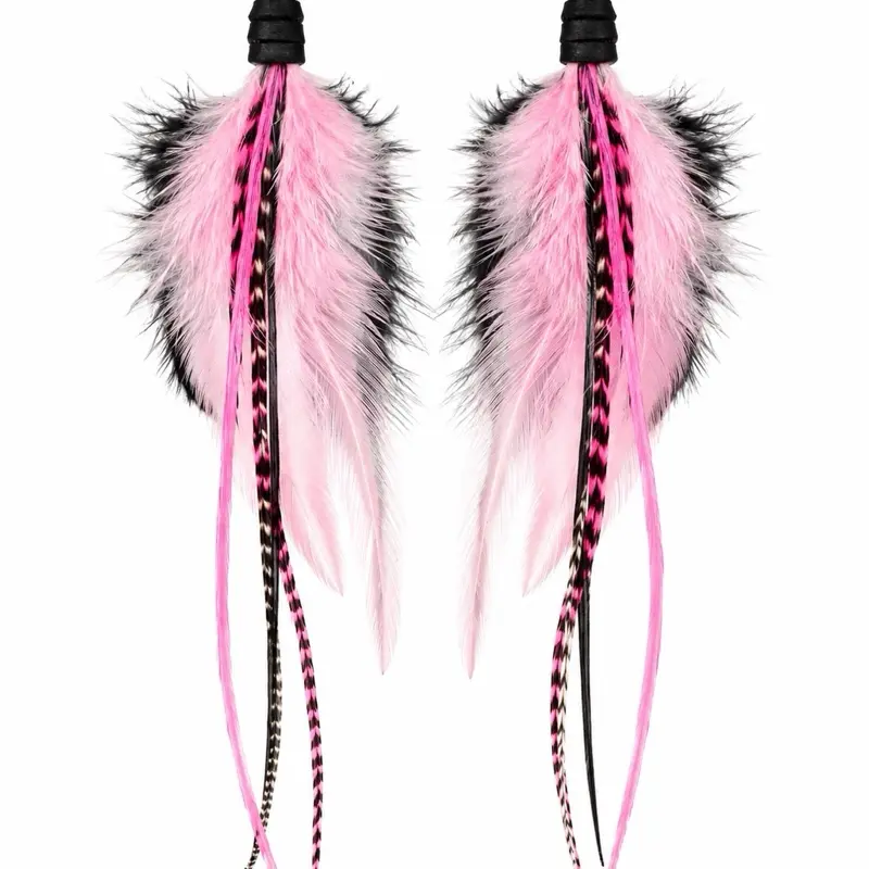 The Vicki – Hot Pink Black Feather Earrings 8 Inch