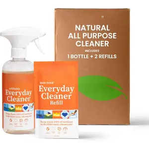 Everyday Cleaner - Multipurpose Cleaner Spray, Kitchen Counter Cleaner,  Cleaning Products, Multi-Surface Household Solution, 1 Empty Bottle Spray (16oz) & 2 Refills (3oz each)