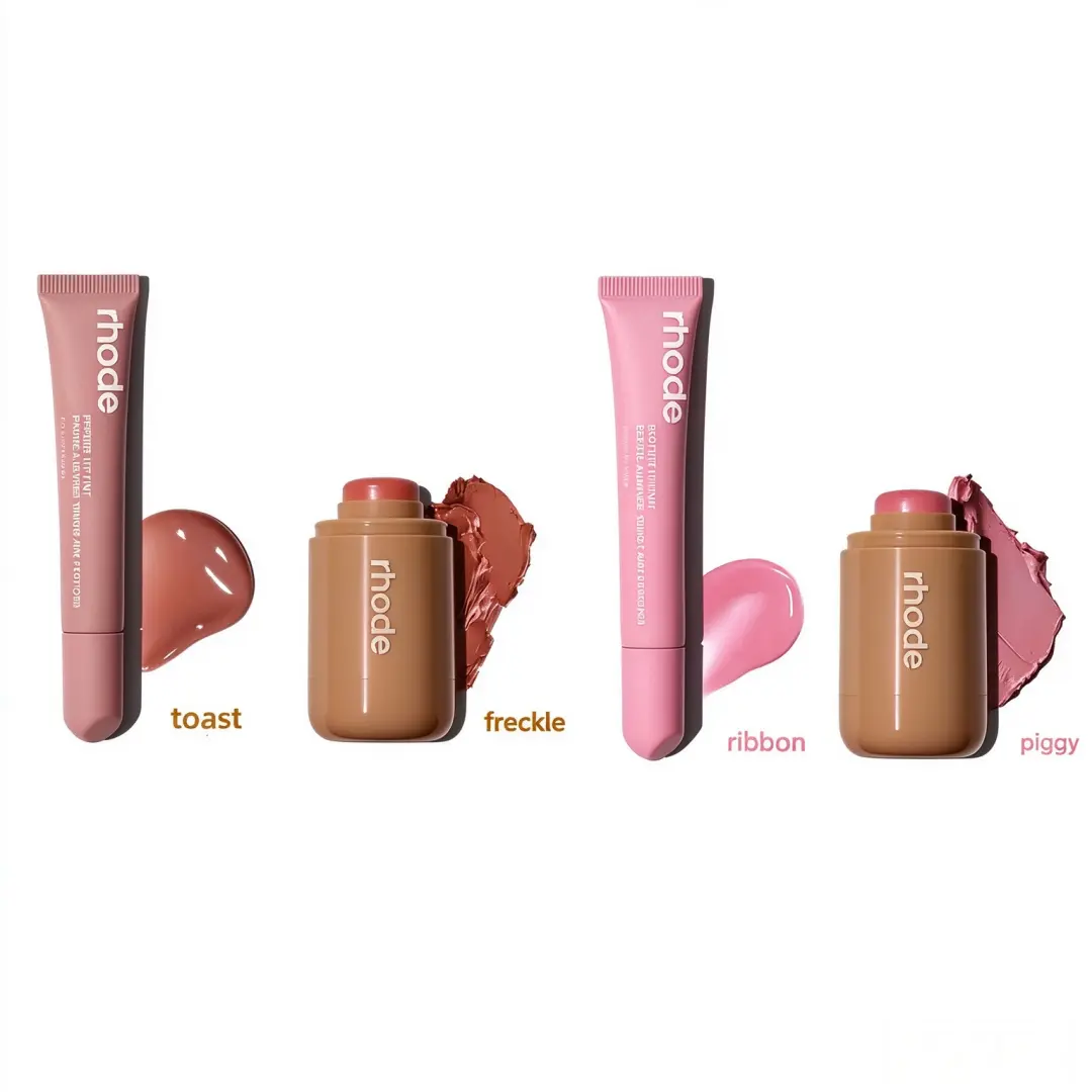 Rhode Lip & Cheek Duo Set, Peptide Lip Tint Gloss + Pocket Cream Blush Stick, Hydrating Buildable Glow, One-Shade Monochromatic Makeup, Portable Makeup Kit for Daily Wear