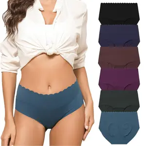 LEVAO Mid Waist Seamless Underwear for Women Soft Breathable Full Coverage Bikini Pantie Underwear 6 Pack S-XXL