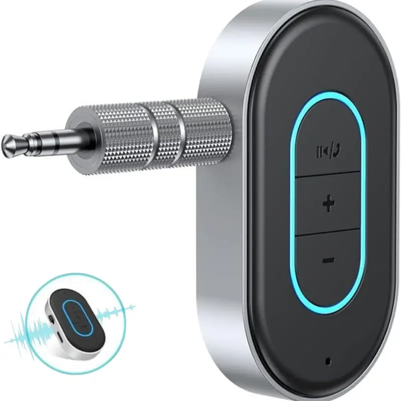 VANOTOM Bluetooth 5.3 Receiver - 3.5mm Aux Audio Adapter, USB-C Port, USB Charging, 16 Hours Long Lasting Battery, Dual Connection, Auto Connection, Plug-and-Play, Button Control, Hands-Free Calls for Non-Bluetooth Devices, Car Stereos