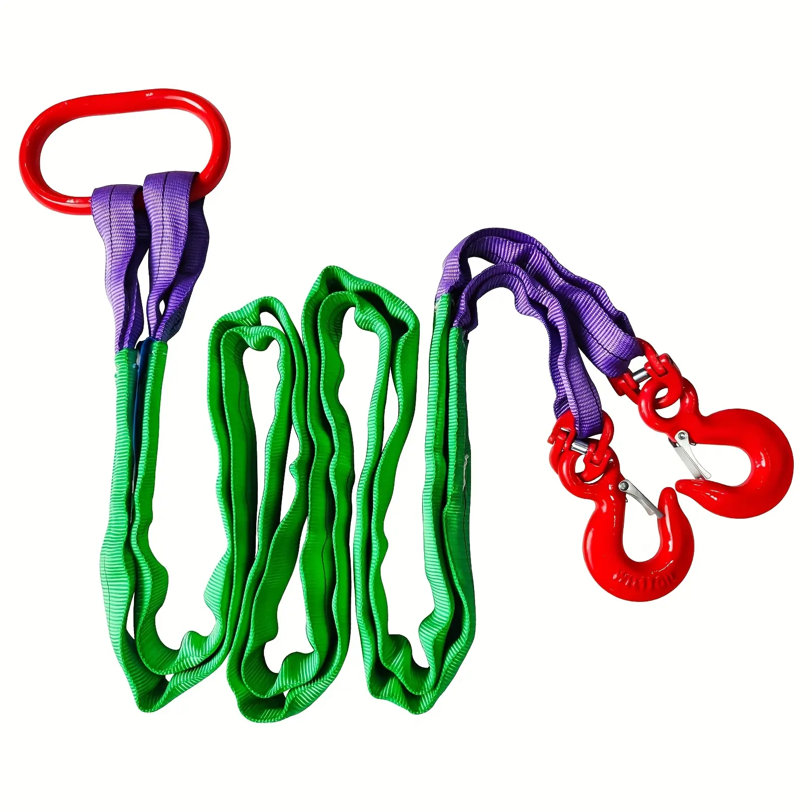 2-Leg Bridle Web Sling, 7ft 4409lbs Lifting Ropes with G80 Alloy Steel Grab Hooks, Hoist Lifting Straps for Safe Cargo Towing & Handling, Car Jack Tool Accessory