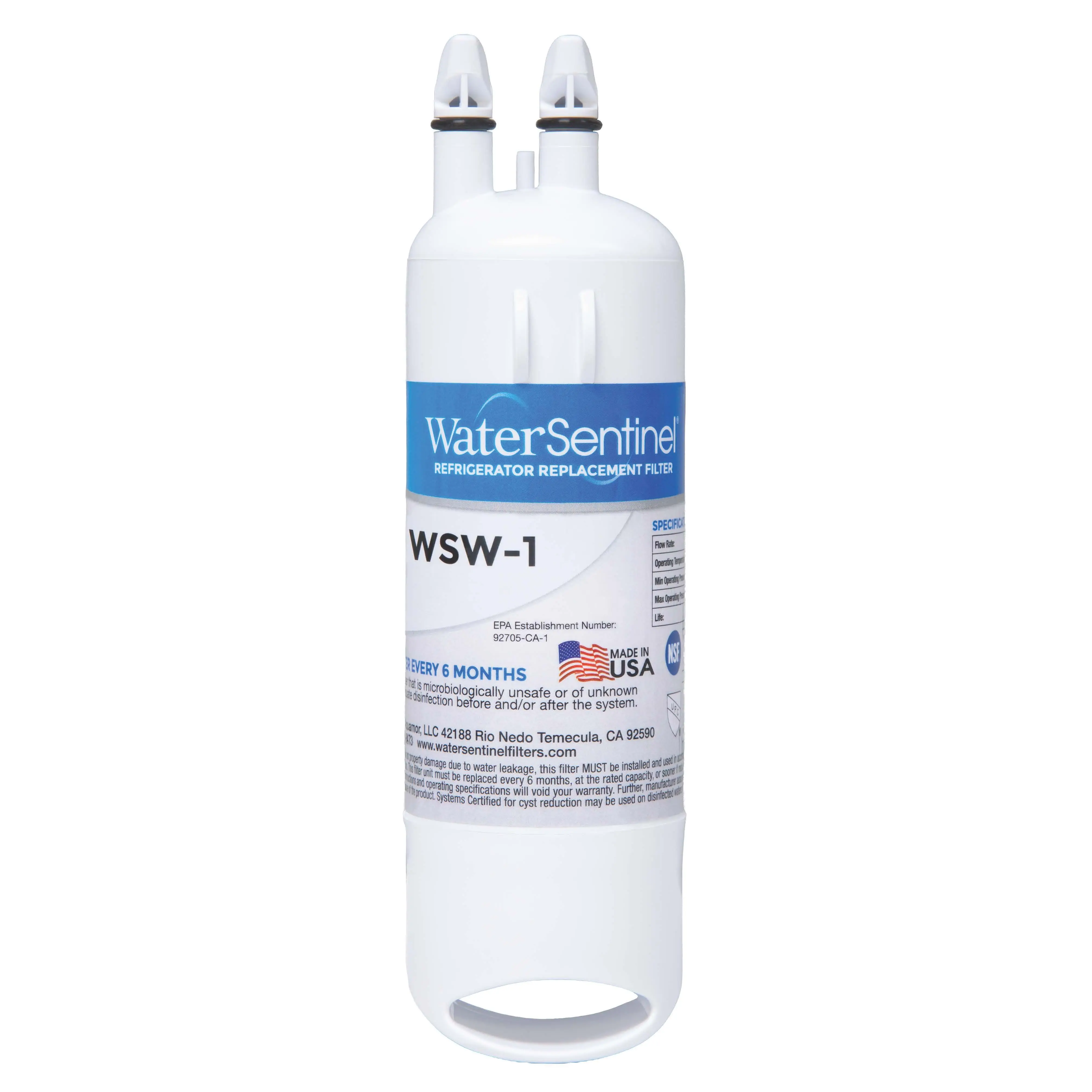 WaterSentinel WSW-1 Refrigerator Water Filter Replacement, Compatible with EDR1RXD1, W10295370A, EDR1RXD1B, P8RFWB2L, P4RFWB, 46-9081, 46-9930, WD-F38, Replaces Filter 1