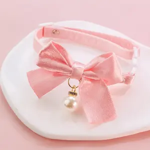 Bowknot Decor Pet Collar, Cute Faux Pearl Pet Collar, Pet Neck Accessories For Small Medium Dogs & Cats