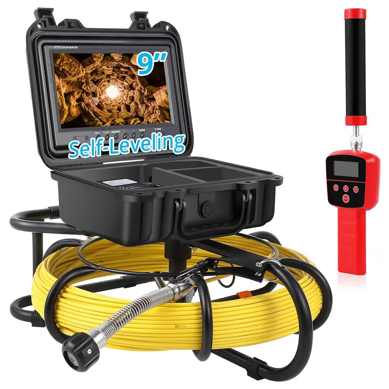 7" 40m/131ft Sewer Pipe Inspection Camera With 512Hz Locator – IP68, 1000TVL, 16GB SD Card