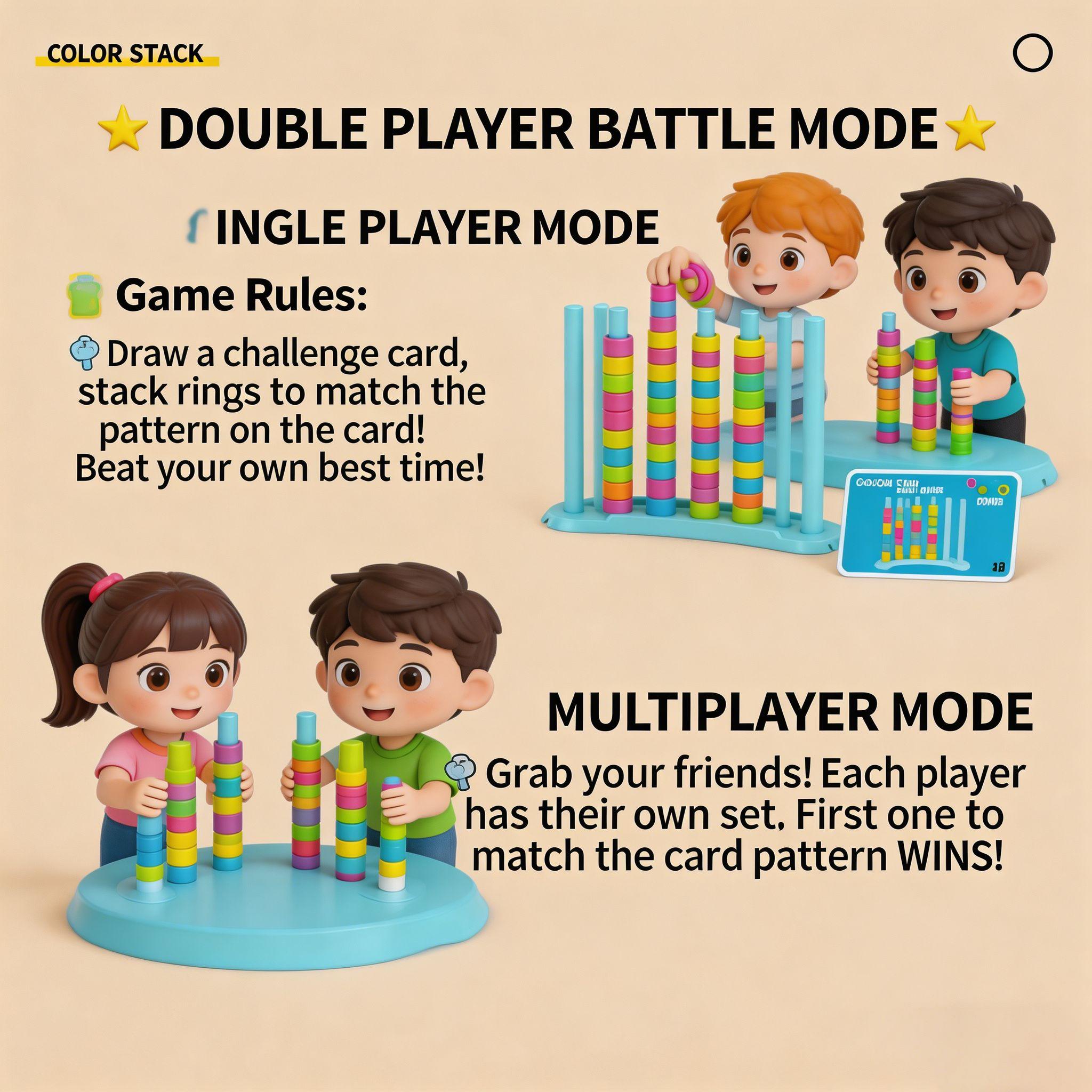 Color Stack Challenge Puzzle Game - Fun Party and Family Game Night for All Ages Enhances Teamwork and Friendly Competition Perfect for Gatherings