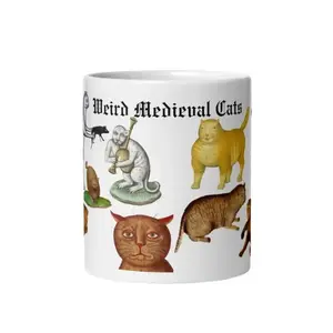 Weird Medieval Cats Mug,  Funny Ugly Cats Coffee Cup, Cat Lover Gift
