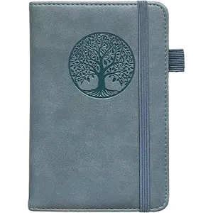 Small Pocket Notebook, Leather Journal Mini (Blue)