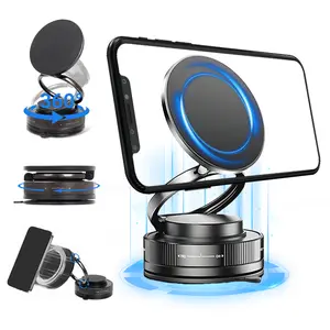 Vacuum Magnetic Suction Cup Phone Mount for Magsafe, 360 °   Adjustable Magnetic Phone Holder, Pocket Size Foldable Portable Cell Phone Holders for Your Car for All Smartphones & All Car Models Universal