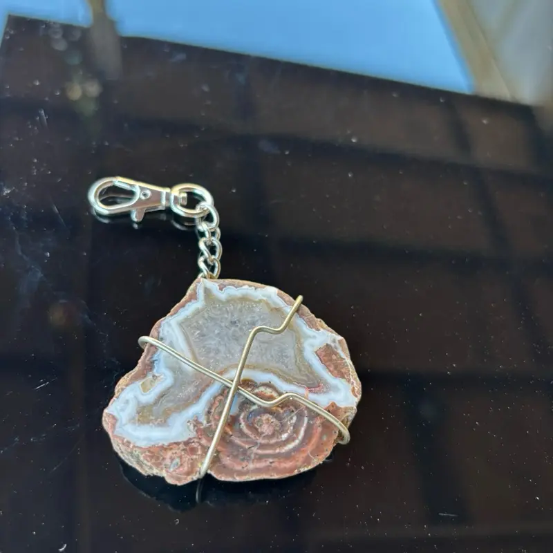 Handmade agate crystal keychain