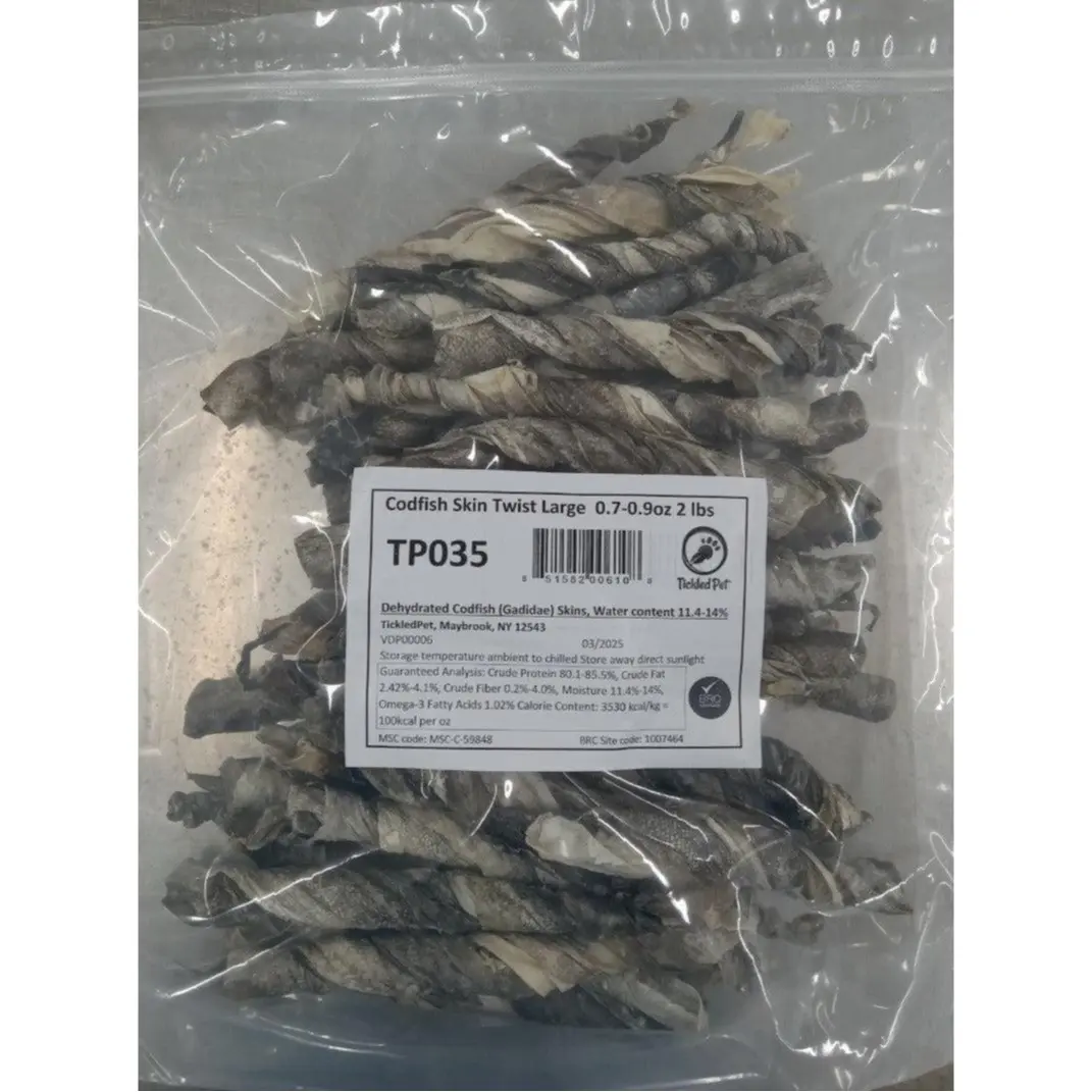 For the big dogs! Icelandic Codfish Skin Twist-Rolls Large 2 LBS