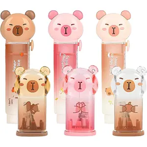 6 count Capybara Cute Stationery Set,Kawaii School Supplies,Including 3 Pencil Sharpeners and 3 Retractable Erasers, for Kawaii Office School  Supplies (Capybara)