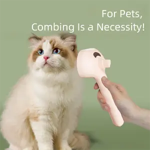New Pet Comb Spray Comb for Cats and Dogs Non Shedding Needle Grooming Tool Rechargeable Steam Brush with Water Tan