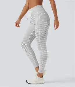 Halara High Waisted Drawstring Striped Yoga Leggings with Pockets#SpringStatement