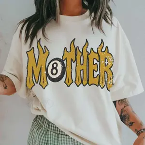 Comfort Colors® Mother Tee, Trendy 8 Ball Mother Lucky Mama Shirt, Vintage Flames Rad Mom Birthday Gift, Moto Edgy Grunge Aesthetic Streetwear