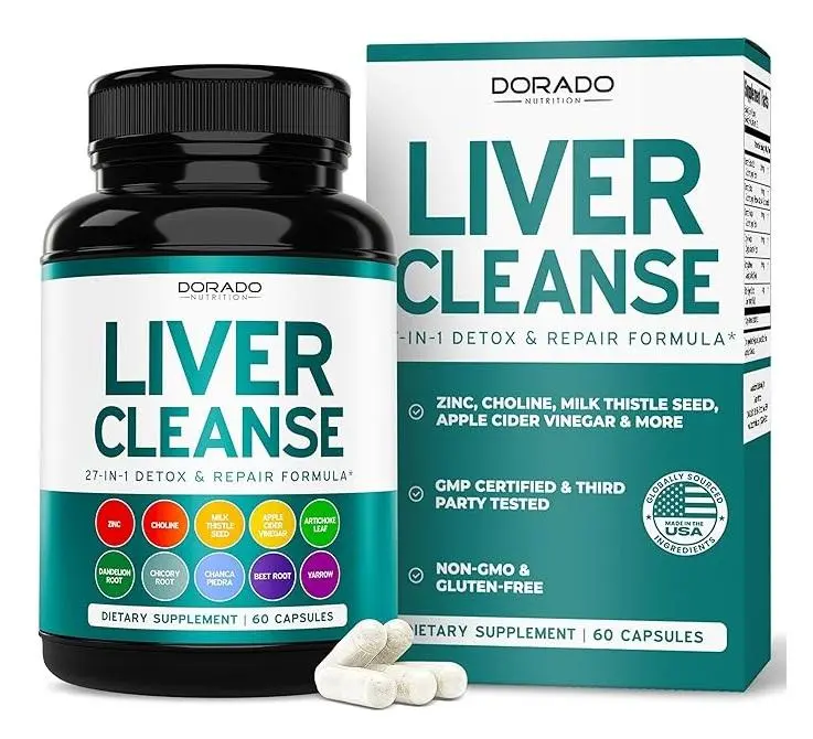 Liver Cleanse Support with 27-in-1 Formula - Milk Thistle, Dandelion Root, Turmeric, Artichoke Extract & More - Liver Support Supplement - 3rd Party Tested & Vegan Safe (60 Count) Fitness Healthy