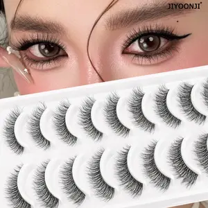 10 Pairs Natural Look False Eyelashes, Makeup, Fluffy Curled 6-14mm, 5-12mm Length, Reusable, Easy to Apply, Perfect for Christmas and Parties