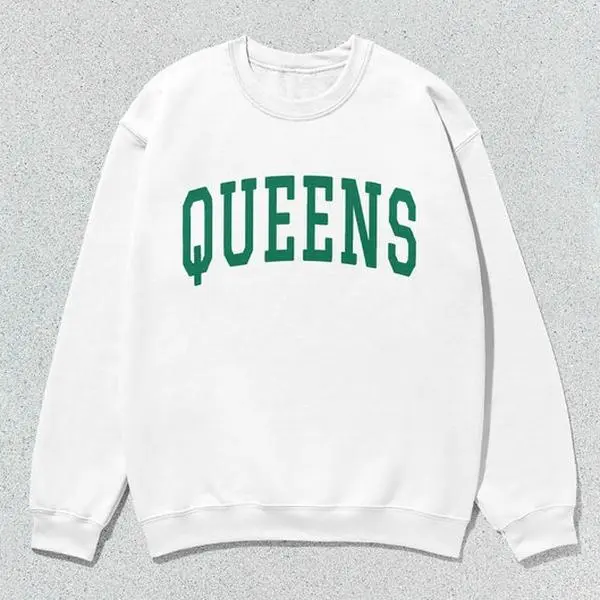 Queens Sweatshirt Collegiate Crewneck Sweater Unisex Green