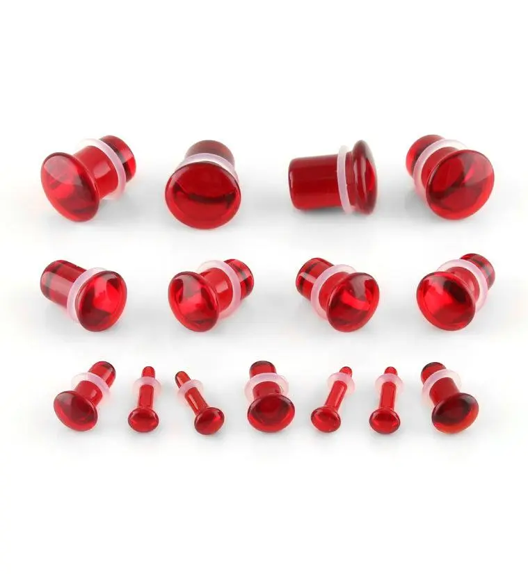 Red Glass Plugs - Single Flare