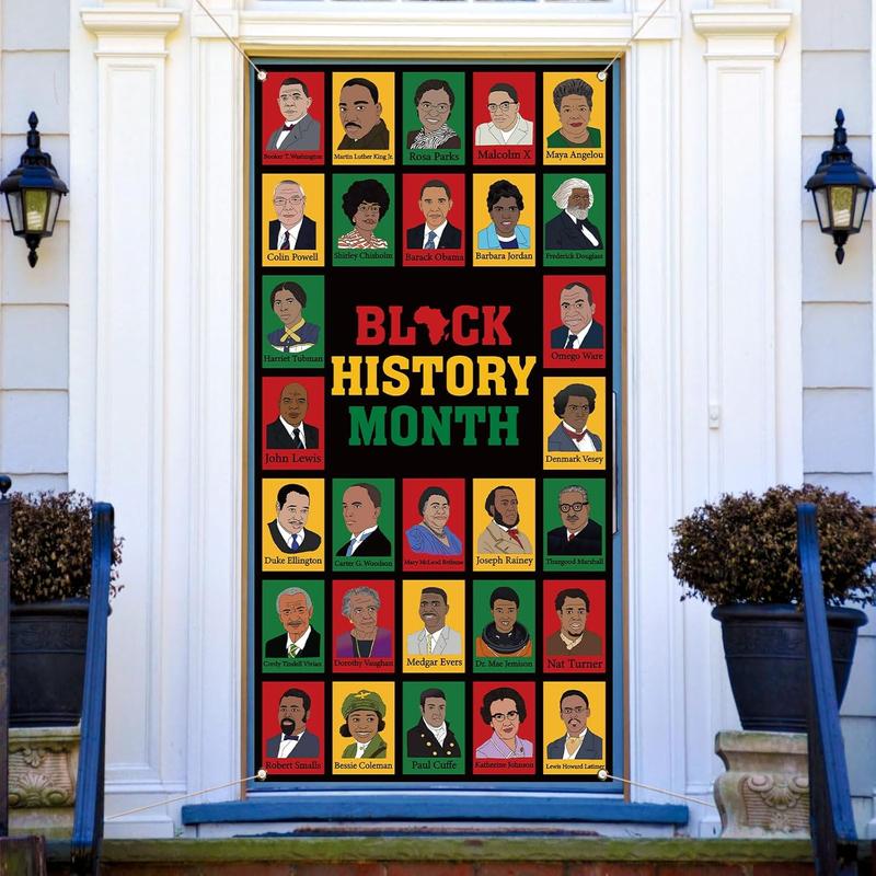 36x72in Black History Month Door Cover African American Holiday Art Posters Classroom Door Banner Photography School Home Porch Decoration