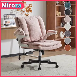 [SummerVibes] Cross-Legged Chair with Airbag Back Support, Flip-Up Armrests, 360° Swivel Wheels, 25" Wide Seat & Reversible Back Cushion – Perfect for Home Office