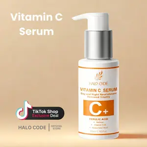 Halo Code Vitamin C E Ferulic Acid Serum for All Skin Types - Brighten Plump & Protect with Antioxidants
