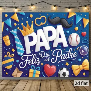 Happy Father’s Day Crown Hat Backdrop Tapestry Wall Hanging Photography Background Family Celebration Banner for Birthday BBQ Gathering Home Room Office Party Decor Polyester Fabric