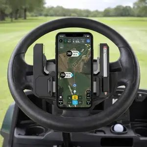 Golf Cart Steering Wheel Smartphone Mount Flip-Up Cell Phone Holder for Club Car with Secure Grip and Easy Access