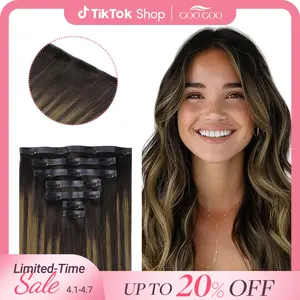 GOOGOO Invisi Edge Injected Seamless Clip in Human Hair Extensions Invisible Natural Straight