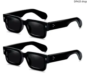 Two-Piece Square Frame Sunglasses for Men and Women, Chunky Rectangular Eyewear with UV400 Protection, Suitable for Casual Outings, Beach Activities and Daily Outdoor Scenes