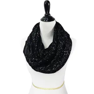 Black and Silver Lightweight Infinity Scarf