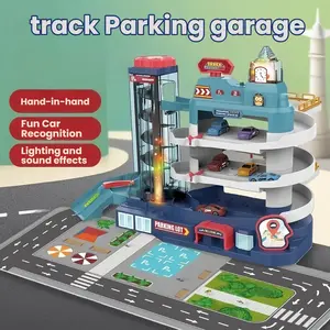 City Parking Lot-Parking Garage Toy Playset,Race Car Ramp Track Toys Sets Garage Playset with 4 Little Alloy Racer Cars Adventure Track,3Parking Levels Christmas Birthdays Gifts for Age 3 4 5 6 7 Boys Girls hot wheels garage toy pista de carros para niños