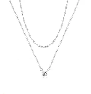 Tewiky Double layer Dainty Choker Necklace Simple CZ Jewelry Necklaces for Women Trendy Gifts For Mother‘s Day