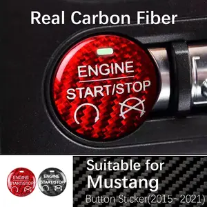 Carbon Fiber Car Interior Start Button Sticker for Ford Mustang 2015-2021, Auto Accessories, Scratch Protection, Stylish Upgrade