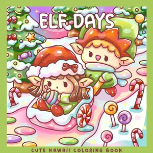 Elf Days: A Kawaii Christmas Coloring Book for Kids, Teens & Adults: Cute Winter Coloring Pages with Festive Snowy Scenes, Gifts, and Holiday Cheer (Sweet & Kitsch)