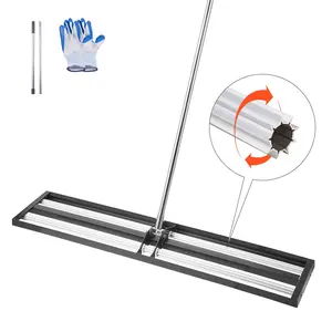 VEVOR Updated Lawn Leveling Rake with Roller, 48'' x 10" Stainless Steel Lawn Leveler with 83.9'' Adjustable Handle, Heavy Duty Yard Leveling Rake, Effort Saving Lawn Leveling Tool for Yard Golf Court