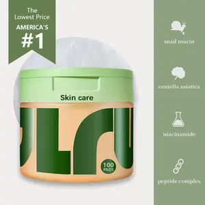 Skin care Korean Skincare Anti-Aging, Dark Spot & Wrinkle Minimizing Toner Pads with Snail Mucin, Centella Asiatica, Niacinamide, Peptide Complex - 100 ct