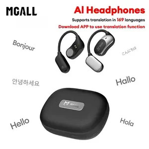MGALL KC09 with Built-in 169-Language Translation Wireless Headphones with Electroplated Ear Hook Design – Comfortable, Great Sound, Bluetooth 5.4 Flash Connection, Wireless Earbuds for Music and Calls