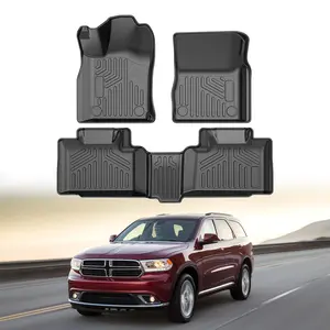 VEVOR Automotive Floor Mats, Fits for Dodge Durango / Jeep Grand Cherokee 2016-2024 / 2016-2021, 3 pcs Front and 2nd Row Liners, All Weather Custom Fit TPE Vehicle Floor Mats, Easy to Clean, Black