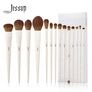 Jessup Nova Glam Essentials 14-Piece Vegan Makeup Brush Set – Professional Synthetic & Wood Handle Brushes for Foundation, Contour, Eyeshadow & More T329