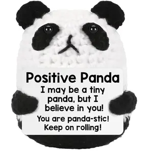 Mini Panda Birthday Gifts for Women Men, Boss Day Gifts, Halloween Christmas Stocking Stuffer Gift for Teens Daughter Son, Emotional Motivational Support Positive Crochet Animals Handmade Panda Decor