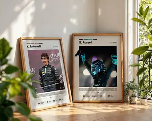 [Formula 1 Collection - Sale Up To 40%] [Unframe] Kimi Antonelli George Russell Mercedes F1 Poster, Formula 1 Racing Wall Art Bundle, Motorsport Decor Print, Gift for F1 Fans
