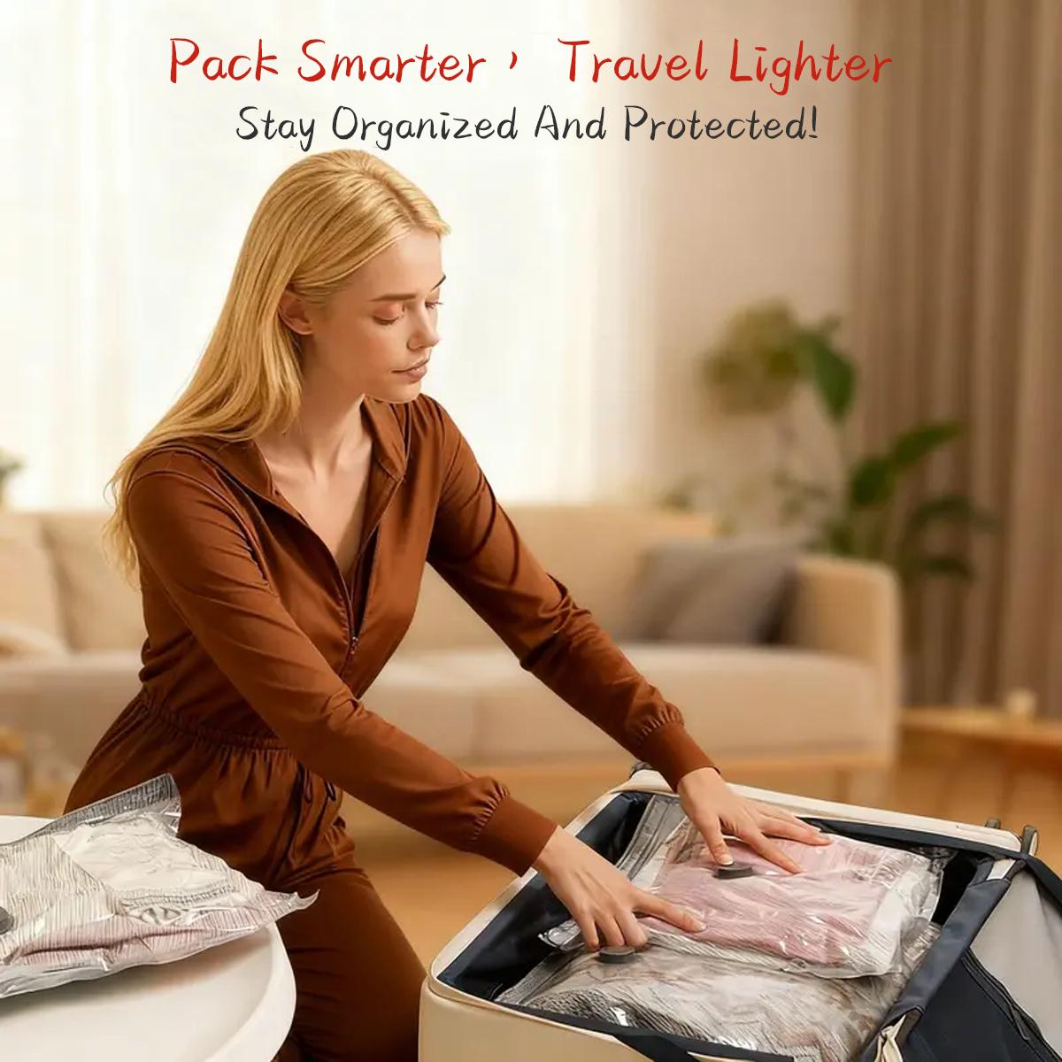 15-Pack Bulk Travel Vacuum Storage Bags - Reusable Compression Type Packing Vacuum Bags with Rechargeable Pump, Large/Medium/Small Sizes for Luggage Organization, Home Storage, Vacuum Bags For Travel, Bulk Pack
