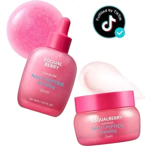 EQQUALBERRY NAD+ Peptide Boosting Smoothie Serum+Cream Set -Anti-Aging Korean Skin Care I Firming Serumwith 5 Ceramides & Vegan Collagen for Wrinkles & Radiant Glow