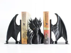 Dragon with Wings Bookends, Dragon Bookshelf Decor 3D Print