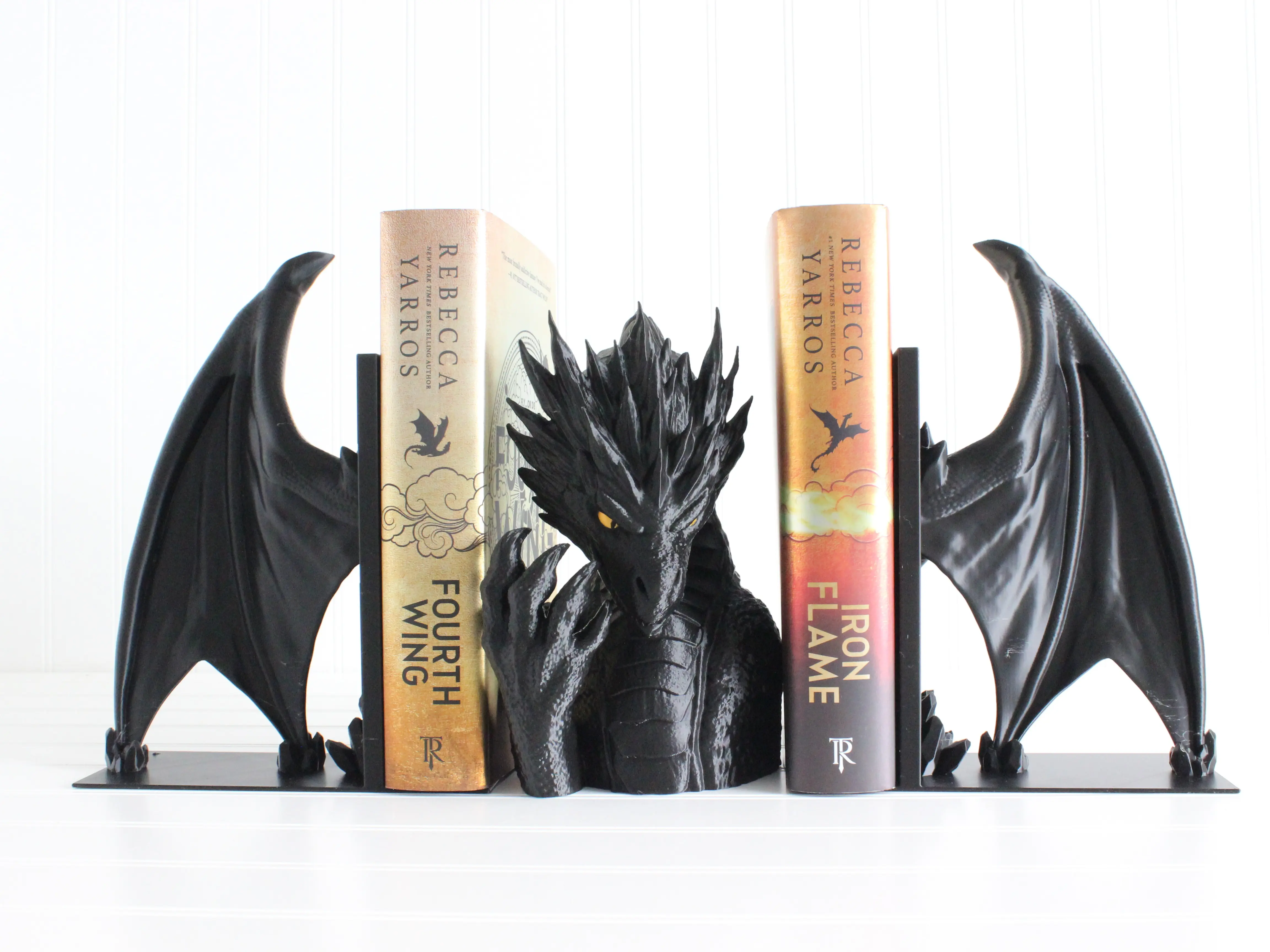 Dragon with Wings Bookends, Dragon Bookshelf Decor 3D Print