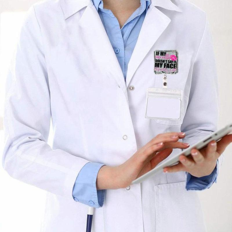 Retractable Badge Reel, 1 Count Acrylic ID Holder with Clip for Nurses, Doctors, Students & Office Staff, Identification Badges & Supplies, Badge Reels Retractable