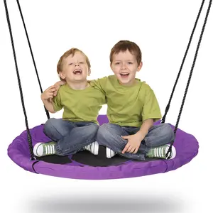 ZENY 40in Flying Saucer Swing for Kids Outdoor 800lbs Adjustable Web Tree Swing Purple